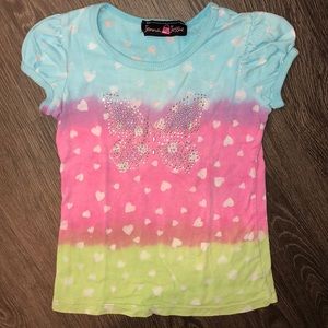 Jenna & Jessie Rhinestone Butterfly Rainbow Tee